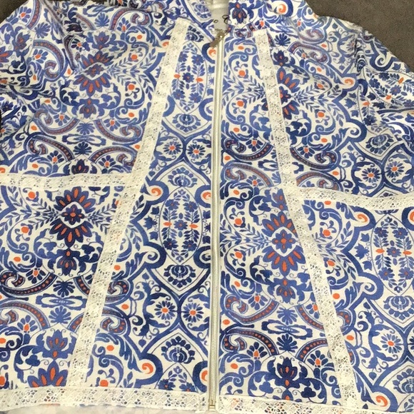 Boho Sundance hoodie 3/4 sleeve zip up Blue - Picture 3 of 8